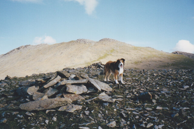 Paddy at the summit cairn of Elidir Fach