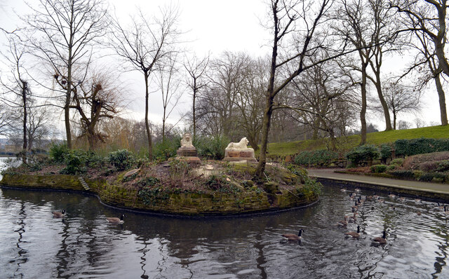 Island in the boating lake, Lister Park, Bradford