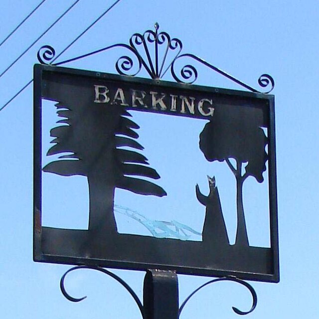 Barking village sign