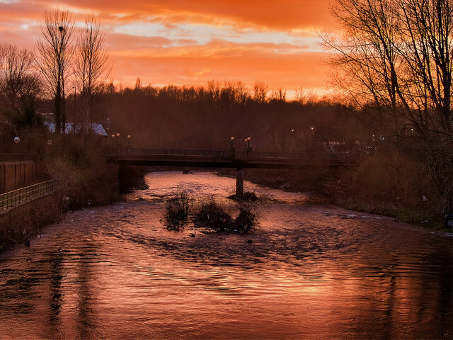 River Irwell- Pilkington Way Bridge at Sunset