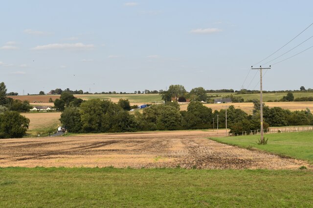 Sprayed stubble at Thorpe's Hill, Hintlesham