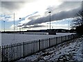 Snow covered rugby pitch