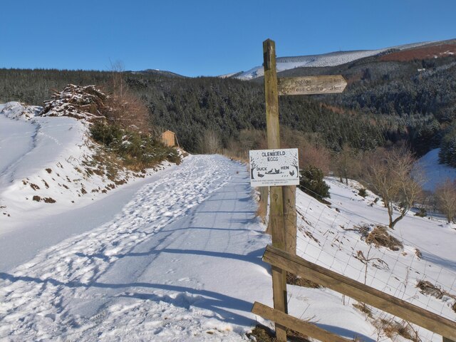 Snow-covered track to Glenbield