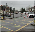 Coned-off lane, Malpas Road, Newport