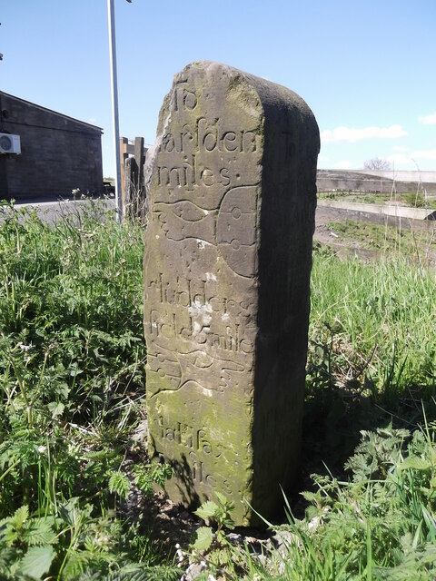 Old milestone on A640, New Hey Road