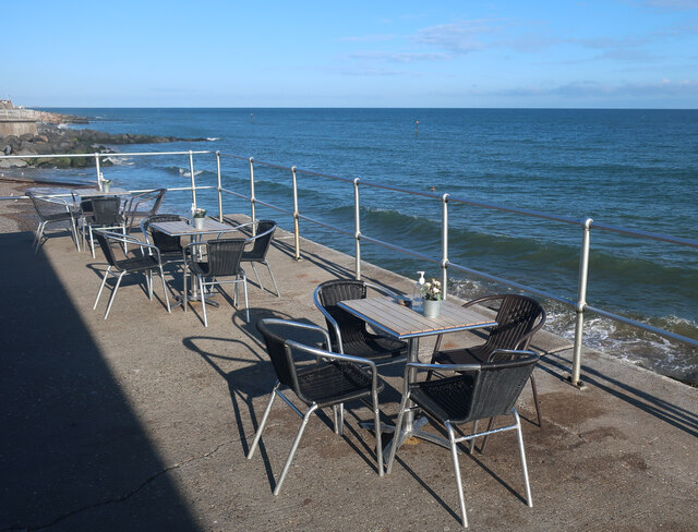 Cafe tables on Sheringham seafront