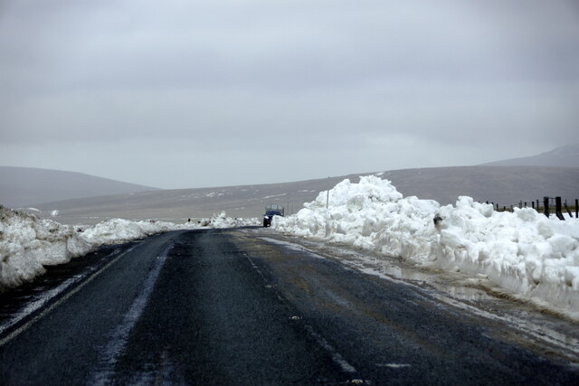 Piles of snow after the thaw, Hill of Caldback