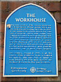 Blue plaque on a former workhouse, Kidderminster