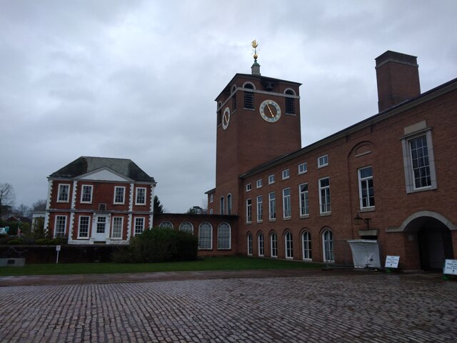 County Hall, Exeter, with Covid-testing station signs