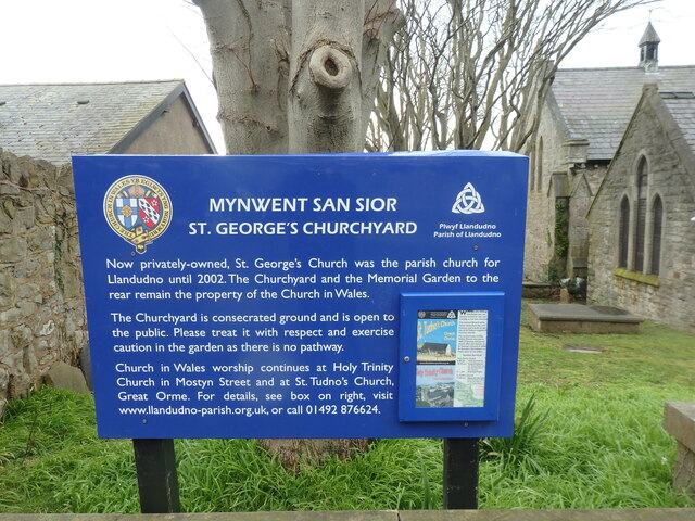 Sign in St. George's Churchyard, Llandudno