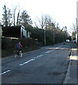 ST3092 : Tricyclist, Newport Road, Llantarnam, Cwmbran by Jaggery