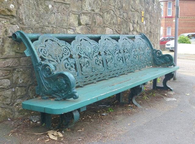 Victorian pier bench on suburban street corner