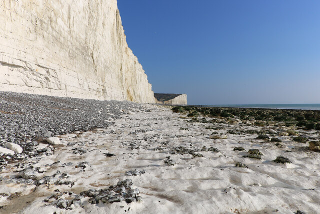 Coastal erosion resulting in a retreating coast at the Seven Sisters
