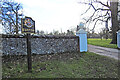TL8979 : Euston village sign and the Hall north entrance by Adrian S Pye