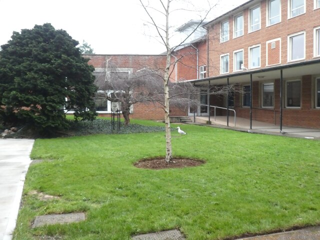 Courtyard with weather station, St Luke's Campus, Exeter
