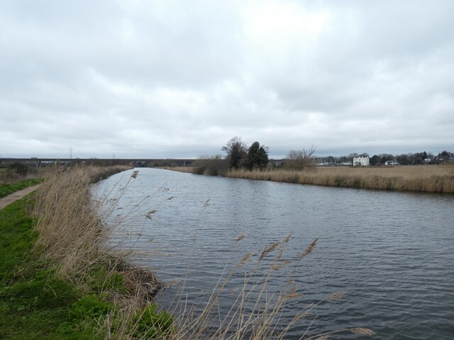 A long straight stretch of the Exeter Canal