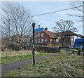 Signpost beside the old line, Leadgate