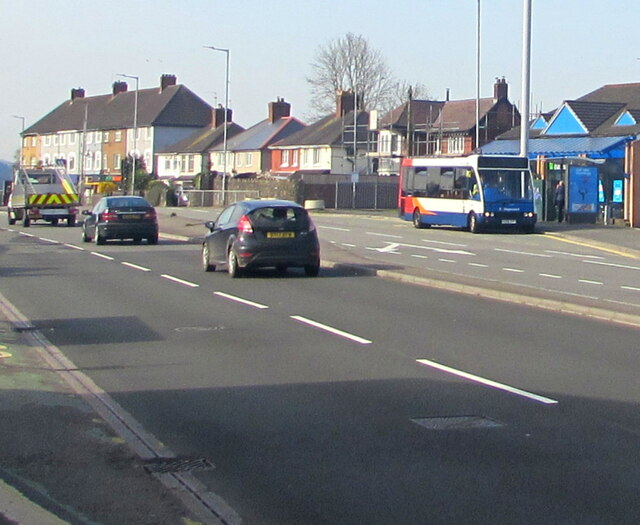 Northbound Stagecoach bus at a Malpas Road bus stop, Newport
