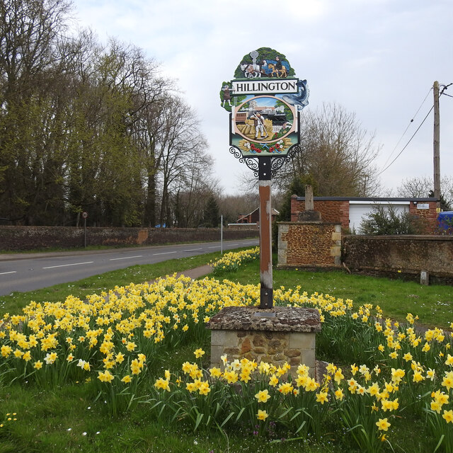 Hillington Village Sign © Adrian S Pye Cc-by-sa/2.0 :: Geograph Britain ...