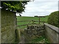 Double stile at the end of Moorfield Drive