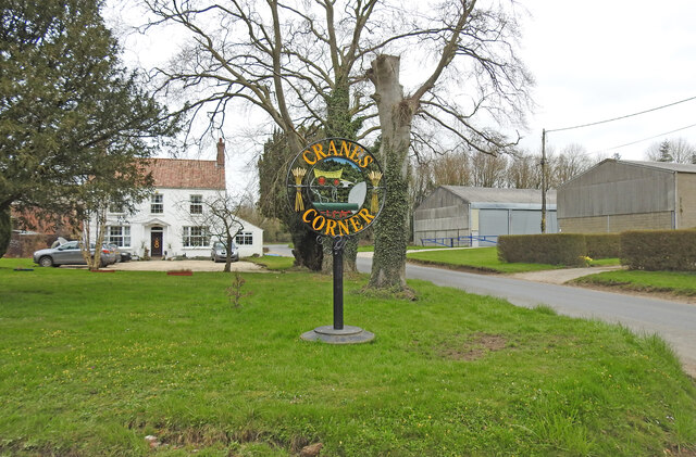 Crane's Corner village sign