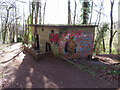 Derelict electricity sub-station in Garth Wood