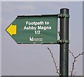 SP5689 : Roadside sign for footpath to Ashby Magna by Andrew Tatlow