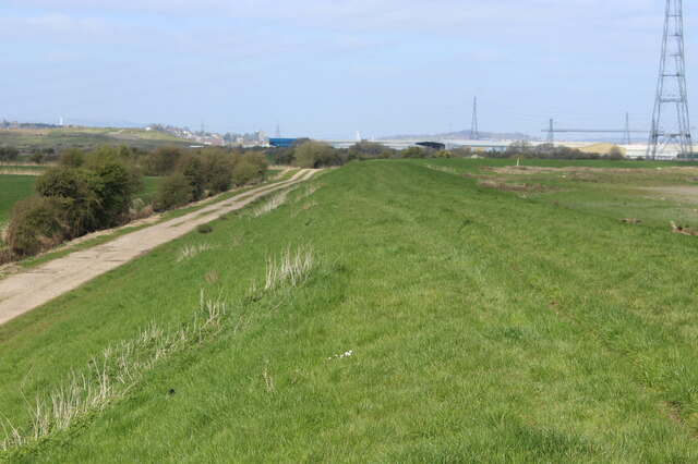 Track next to embankment by River Usk