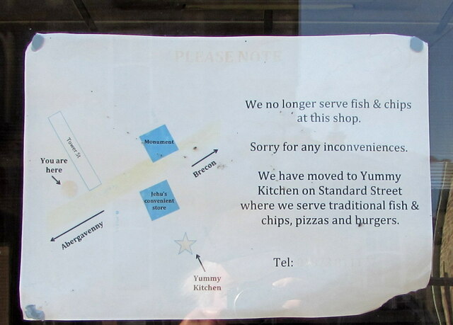 We no longer serve fish & chips at this shop, Crickhowell