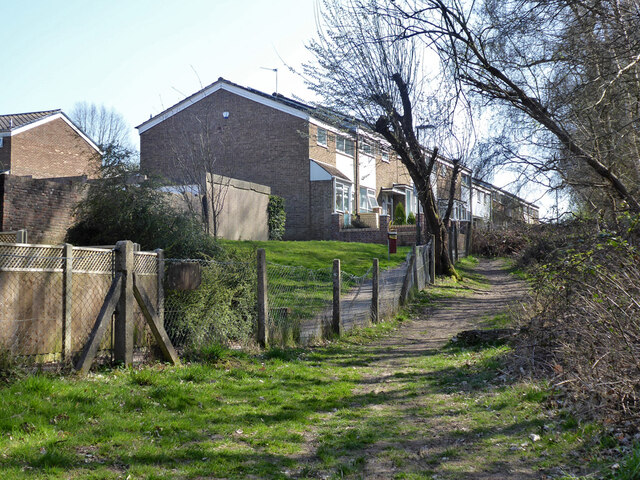 Houses on path off Seaford Road, Broadfield, Crawley