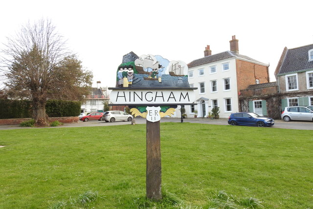 Hingham town sign on the green