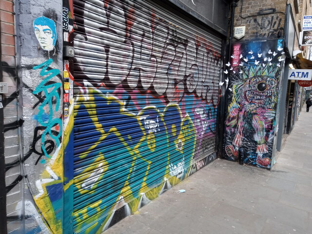 View of shutter art on Brick Lane #7