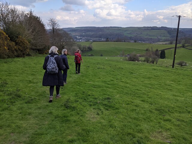 Walkers on the Exe Valley Way heading for Bampton