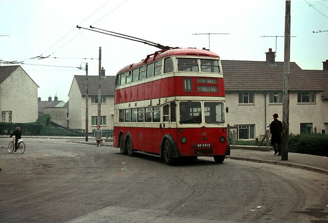 Belfast Trolleybus 148 at Whiterock terminus - 1968