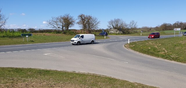 Staggered road junction on the A12