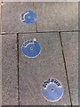 Steel discs in Millennium Place, marking Coventry and two Irish cities