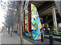 View of the Carl Cashman mural on a pair of air vents on Leadenhall Street