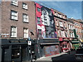 View of a mural above Brick Lane Brasserie