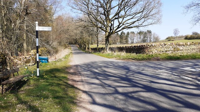 Junction of road to Longdales from rural road north of Coombs Cottage