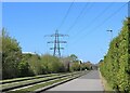 TL4561 : Large electricity pylon alongside guided busway by Martin Tester