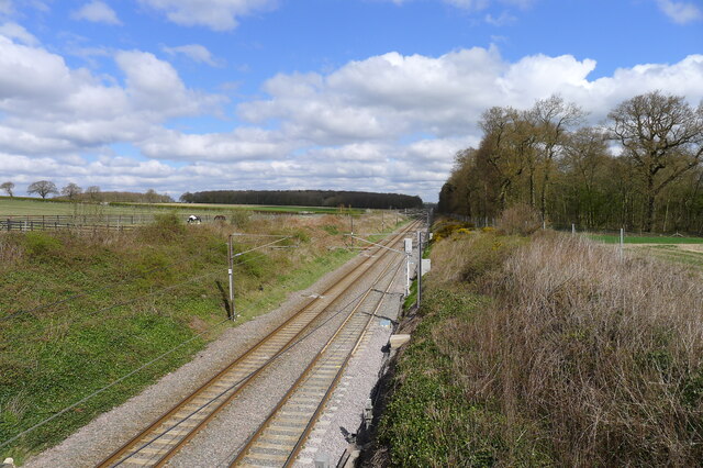 The East Coast Main Line running north from Peascliff Tunnel