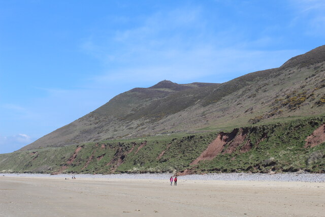 Looking up to Rhossili Down