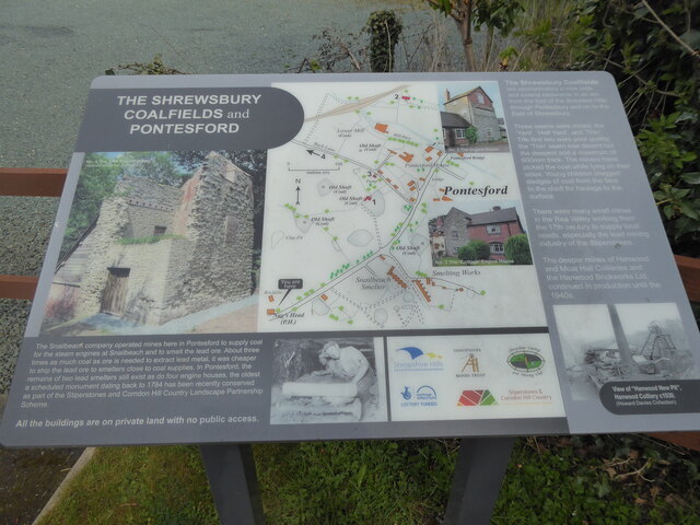 Information board on local mines at the Nags Head, Pontesbury