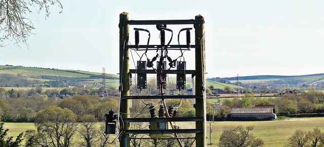 Electricity infrastructure on Spring Hill - and view to the south