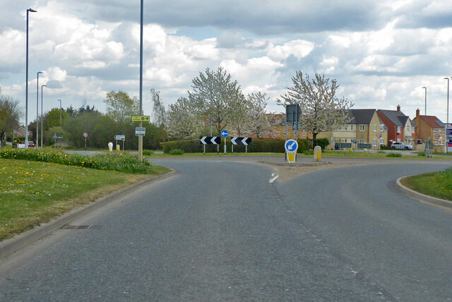 Roundabout, junction of A151 and B1193, Bourne