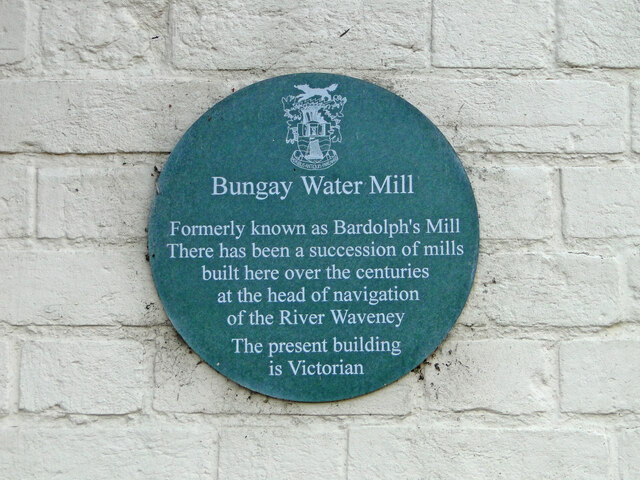 Plaque on the former Bungay Water Mill