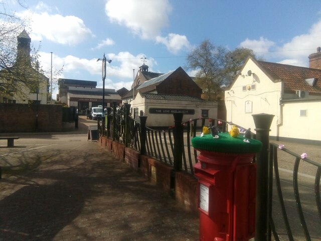 Pillarbox decorated for Easter by local yarnbombers, Leiston