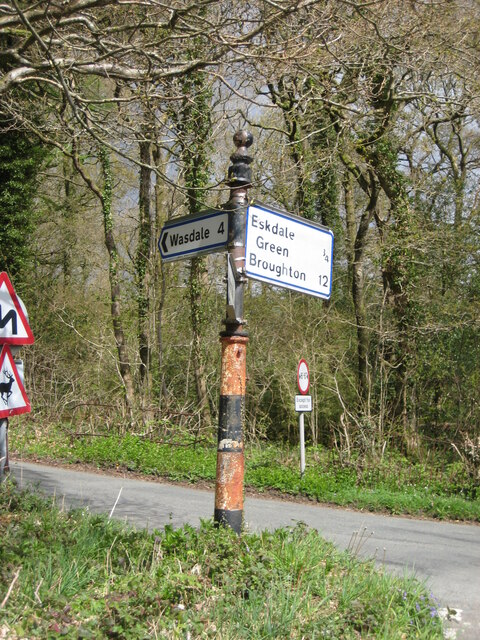 Direction Sign  Signpost on Bowerhouse Bank, Irton with Santon