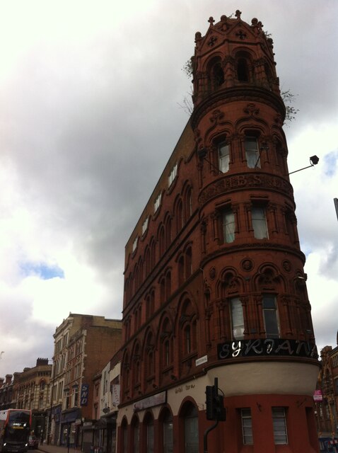 Victorian commercial building at junction where Old Snow Hill divides into Constitution Hill and Hampton Street