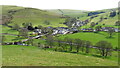 View down to Llanarmon DC from path southwest of Penybryn